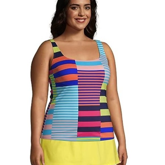 NWT Lands' End Womens Square Neck Underwire Tankini Top Size 18W $80 DD841 - Picture 2 of 4